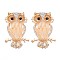 Rack Plating Alloy Crystal Rhinestone Cabochons, with Resin, Cadmium Free & Lead Free, Light Gold, Owl, PeachPuff, 53x33x9mm