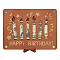Laser Cut Wooden Money Holder Display Stands, Rectangle with 1Pc Sticker Labels, Sienna, 14.9~17.4x10~19.9cm