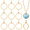 10Pcs Stainless Steel Open Back Bezel Pendant Cabochon Settings, Flat Round, Golden, 28x25x3mm, Hole: 7mm