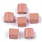 Spray Painted Alloy Multi-Strand Links, For Tile Elastic Bracelets Making, Semicircle, Salmon, 8x8x6mm, Hole: 1.2mm