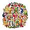 50 Pieces  Fruit And Animal Themed Fun Paper Stickers, for DIY Photo Album Diary Scrapbook Decoration
, Mixed Shapes, 45~54x34~50x0.2mm