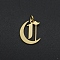 304 Stainless Steel Pendants, with Jump Ring, Old English, Letter, Laser Cut, Golden, Letter.C, 15.5x12.5x1mm, Hole: 3mm