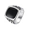316 Stainless Steel Finger Ring with Enamel for Men, Rectangle, US Size 10(19.8mm)