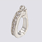 Brass Micro Pave Cubic Zirconia Fold Over Clasps, Lead Free & Cadmium Free, Clear, Platinum, 7x14mm, Hole: 1mm