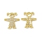 Brass Micro Pave Clear Cubic Zirconia Connector Charms, Girl Links, Real 18K Gold Plated, Cadmium Free & Nickel Free & Lead Free, 18.5x17x2mm, Hole: 1.4mm