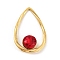 304 Stainless Steel Micro Pave Cubic Zirconia Pendants, Teardrop with Round, Red, 28.5x18.5x4.5mm, inner diameter: 16.5x14.5mm