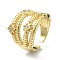 Clear Cubic Zirconia Star Cuff Ring, Brass Wide Band Open Finger Ring for Woman, Cadmium Free & Lead Free, Real 18K Gold Plated, US Size 7 1/4(17.5mm)