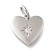 925 Sterling Silver Micro Pave Clear Cubic Zirconia Charms, Heart, with Jump Ring, Platinum, Clear, 10x10.5x1.5mm