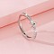 Adjustable Brass Micro Pave Clear Cubic Zirconia Finger Rings for Women, Letter, Platinum, Letter A, Inner Diameter: 16~19mm