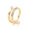 Brass Micro Pave Cubic Zirconia Open Rings, Plastic Imitation Pearl Cuff Rings for Women, Real 18K Gold Plated, Cadmium Free & Nickel Free & Lead Free, 2.5~8mm, Inner Diameter: US Size 6 3/4(17mm)