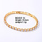 Brass Rhinestone Square Link Bracelets for Women, Golden 7-1/2 inch(19cm)