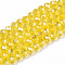 Electroplate Glass Beads Strands, AB Color Plated, Faceted, Rondelle, Gold, 6x5mm, Hole: 1mm, about 80~85pcs/strand, 38~40cm