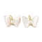 Brass Micro Pave Cubic Zirconia Pendants, Cadmium Free & Nickel Free & Lead Free, with Shell and Jump Ring, Butterfly, Real 18K Gold Plated, 12x16x3.5mm, Hole: 3mm