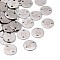 Tarnish Resistant 304 Stainless Steel Links Connectors, Flat Round with Letter, Stainless Steel Color, 10x1mm, Hole: 1.5mm