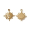 PVD Vacuum Plating 201 Stainless Steel Pendants, Crystal Rhinestone Sun Charm, Real 18K Gold Plated, 20x17x2mm, Hole: 1.6mm
