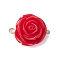 Opaque Resin Red Rose Flower Links Connector Charms, with 304 Stainless Steel Double Loops, Golden, 18x23.5x11~11.5mm, Hole: 1.3~1.6mm