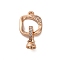 Brass Micro Pave Clear Cubic Zirconia Fold Over Clasps, Lead Free & Cadmium Free, Square, Rose Gold, Ring: 15.5x13x2mm, Hole: 1.6mm