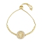 Virgin Mary Theme Brass Micro Pave Cubic Zirconia Slider Bracelets for Women, Long-Lasting Plated, Real 18K Gold Plated, Round, Inner Diameter: 2-1/8 inch(5.5cm), link: 14~24x27~21x2~3mm