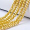 Electroplate Glass Beads Strands, Opaque Solid Color, AB Color Plated, Faceted, Rondelle, Yellow, 8x6mm, Hole: 1mm, about 63~65pcs/strand, 39~40cm