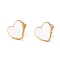 304 Stainless Steel Stud Earrings, with Enamel and Ear Nuts, Heart, White, Golden, 9.5x10.5x1.5mm, Pin: 0.6mm, 6pairs/card