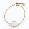Adjustable Brass Bolo Bracelets, Slider Bracelets, with Opalite Link and Cubic Zirconia, Oval, Golden, 9-3/8 inch(23.9cm), 1mm