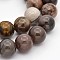 Natural Petrified Wood Round Beads Strands, 8mm, Hole: 1mm, about 45pcs/strand, 15 inch