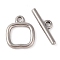 Non-Tarnish 304 Stainless Steel Toggle Clasps, Suare, Stainless Steel Color, Square: 19x16x2.5mm, Bar: 7x23.5x3mm, Hole: 3mm