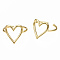 Brass Cuff Rings, Open Heart Rings, Nickel Free, Real 16K Gold Plated, US Size 8 1/4(18.3mm)