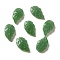 Handmade Lampwork Pendants, Leaf, Medium Sea Green, 18x10.5x3mm, Hole: 1mm