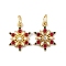 Rack Plating Alloy Rhinestone Pendants, Flower Charms, with ABS Imitation Pearl Beads and Jump Ring, Golden, 28x16.5x3.5mm, Hole: 6mm