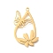 304 Stainless Steel Pendants, Laser Cut, Teardrop with Butterfly Charm, Real 18K Gold Plated, 32x20x1mm, Hole: 1.5mm