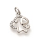 Rack Plating Brass Micro Pave Cubic Zirconia Pendants, Long-Lasting Plated, Lead Free & Cadmium Free, Zodiac Signs Charms, with Jump Ring, Dog, 12x12x2mm