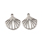 Non-Tarnish 201 Stainless Steel Pendants, Shell Shape Charm, Stainless Steel Color, 17x15.5x0.9mm, Hole: 1.4mm