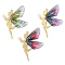 Golden Tone 201 Stainless Steel Pendants, with Resin Wing, Elf Charm, Mixed Color, 44x35x2.5mm, Hole: 2mm, 3pcs/set