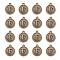 Alloy Pendant Cabochon Settings, For Enamel, Cadmium Free & Lead Free, Flat Round with Letter, Antique Bronze, Letter.F, 14x12x2mm, Hole: 1.5mm