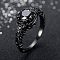 Flat Round Brass Jet Rhinestone Finger Rings, Black, US Size 9(18.9mm)