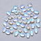 Transparent Spray Painted Glass Charms, with Glitter Powder, Oval, Clear AB, 8.5x6x4.5mm, Hole: 1mm