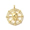 Rack Plating Brass with Cubic Zirconia Pendants, Long-Lasting Plated, Lead Free & Cadmium Free, Flat Round & Skull Charms, Real 18K Gold Plated, 33x28.5x6.5mm, Hole: 3.5mm