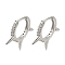 Rack Plating Brass Micro Pave Cubic Zirconia Hoop Earrings, Long-Lasting Plated, Lead Free & Cadmium Free, Platinum, 25x2.5mm