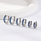 Elegant Brass Pave Cubic Zirconia Hoop Earrings, Blue, 15~11x3mm