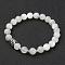Natural White Moonstone Stretch Bracelets, with Brass Beads & Alloy Buddha Head Beads, Round, 2-1/8 inch(55mm)