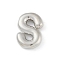 Rack Plating Brass Pendants, Long-Lasting Plated, Lead Free & Cadmium Free, Platinum, Letter S, 18.5x12.5x4mm, Hole: 1.8mm