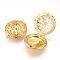 Brass Diffuser Locket Pendants, Photo Frame Charms for Necklaces, Flat Round, Golden, 27x7mm, Hole: 2mm