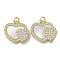 Brass Micro Pave Cubic Zirconia Pendants, Cadmium Free & Lead Free, with Shell, Heart, Real 18K Gold Plated, 16.5x17.5x3mm, Hole: 3mm