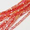 Electroplate Glass Beads Strands, AB Color Plated, Faceted, Cube, Red, 7~8x7~8x7~8mm, Hole: 1.5mm, about 97~100pcs/strand, 70~71cm