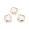 Shell Beads, with Brass Findings, Golden Plated Edge, Square, Seashell Color, 17.5~18x17~17.5x3.5~4mm, Hole: 0.7mm