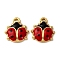 304 Stainless Steel Enamel Pendants, Ladybug Charms, PVD Vacuum Plating, Real 18K Gold Plated, Red, 17.5x15.5x3mm, Hole: 1.3mm