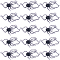 20Pcs Alloy Black Glass Connector Charms, Spider Links, Platinum, 18x36x6mm, Hole: 1.4mm