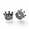 Brass Micro Pave Cubic Zirconia Beads, Cadmium Free & Lead Free, Crown, Gunmetal, 11x7mm, Hole: 6mm