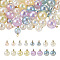64Pcs 8 Style ABS Plastic Imitation Pearl Charms, with Brass Findings, AB Color Plated, Round, Mixed Color, 11.5x8mm, Hole: 1.5mm, 8pcs/style
